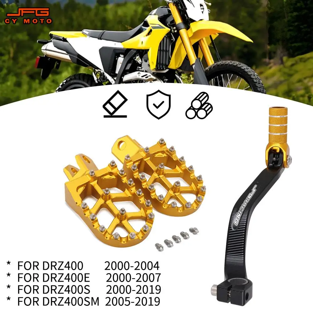 For SUZUKI RM125 RM250 RM250Z RMX250 DRZ 400 400E 400S 400SM Motorcycle CNC Footrest Footpeg Foot Pegs and Gear Shift Lever