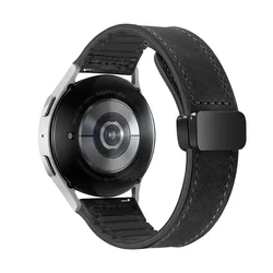22mm Silicone - Leather Magnetic Watch Strap - Elegant Hybrid Design for OPPO Watch S (Black)