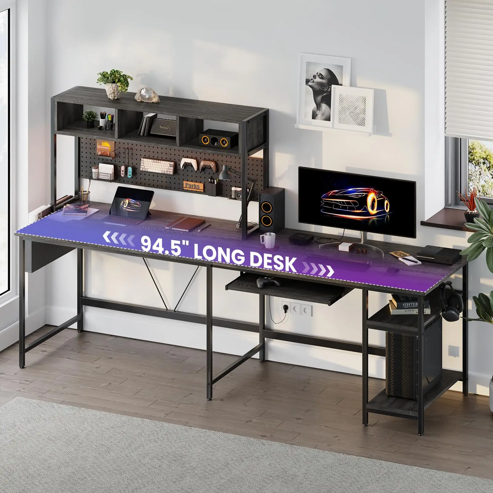 Straight desk configuration