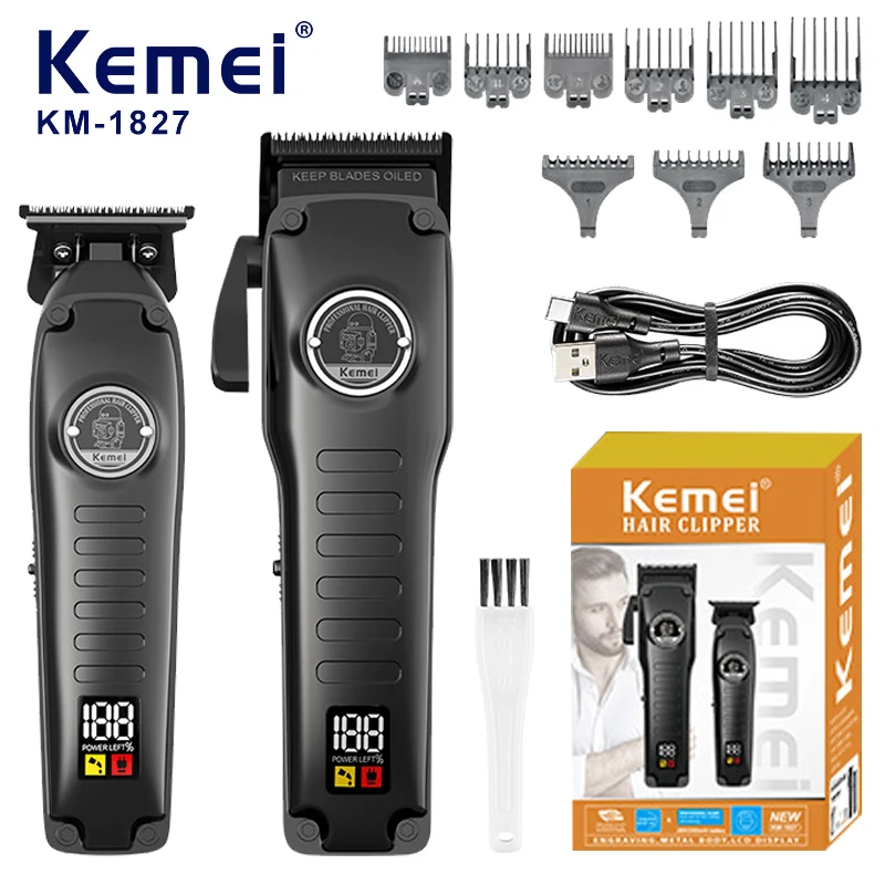 

KEMEI Combo Kit Adjustable Hair Clipper Professional Hair Trimmer For Men Barber Electric Beard Hair Cutter Machine Rechargeable