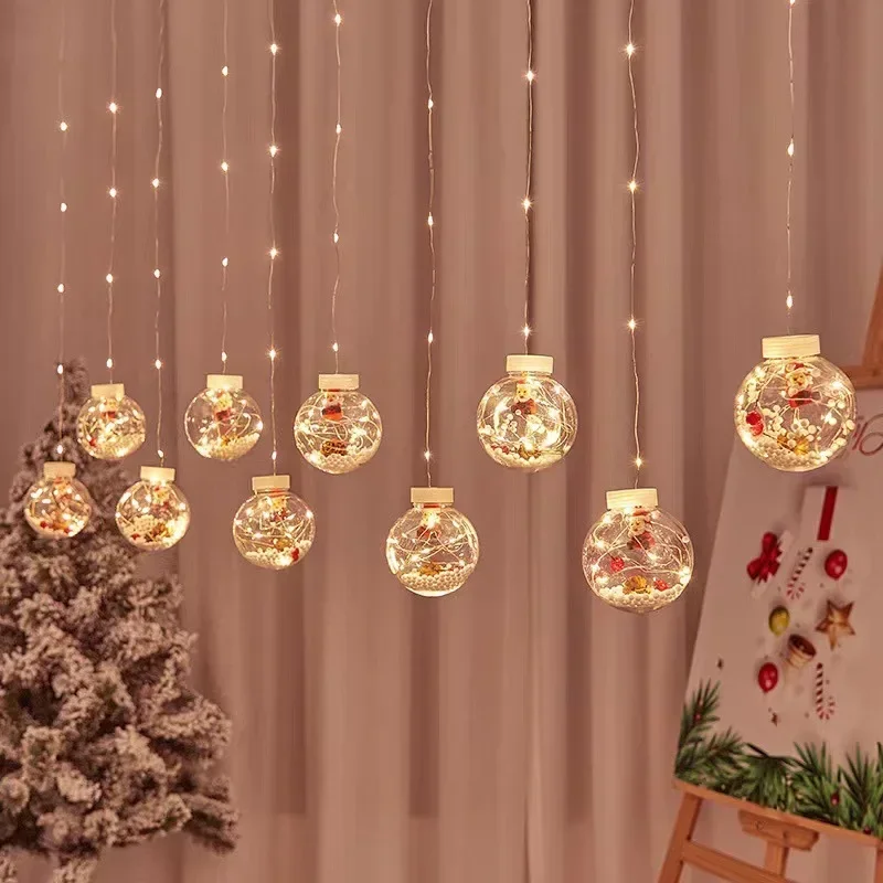 

Christmas Ball Curtain Garland Lamp LED Fairy String Lights for Outdoor Garden New Year Home Party Bedroom Wedding Decoration