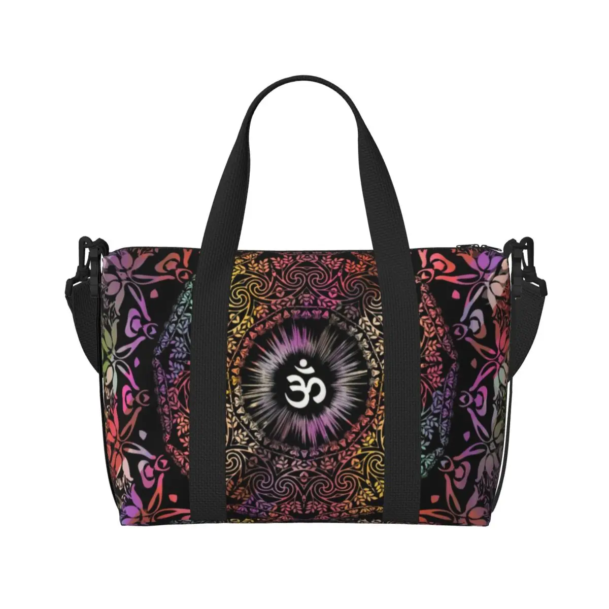 Mandala Om Buddhism Aum Beach Tote Bag Women Extra Large Gym Carry On Zen Yoga Meditation Travel Shopping Bags