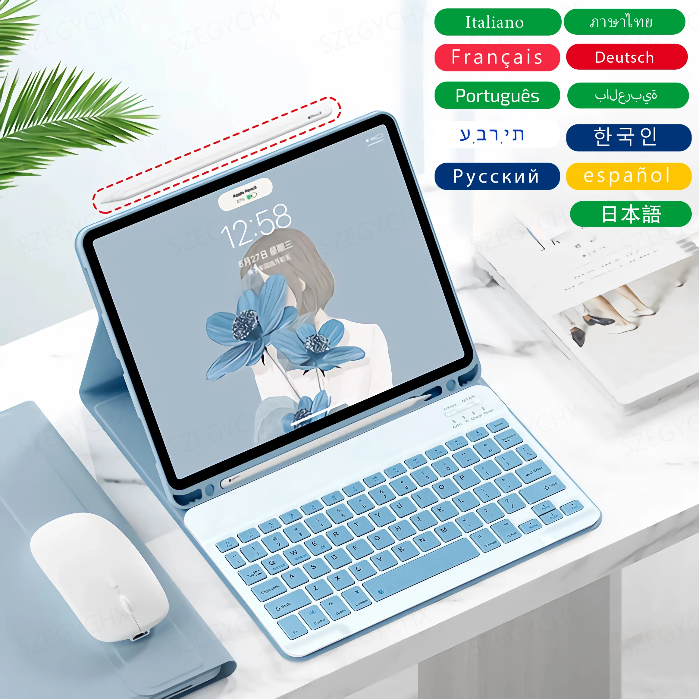 Teclado Mágico sem Fio para Ipad Teclado Bluetooth Mouse para Ipad Pro 11 Ipad 10th 2023 2023 Air 9.7 10.2 9th Geração