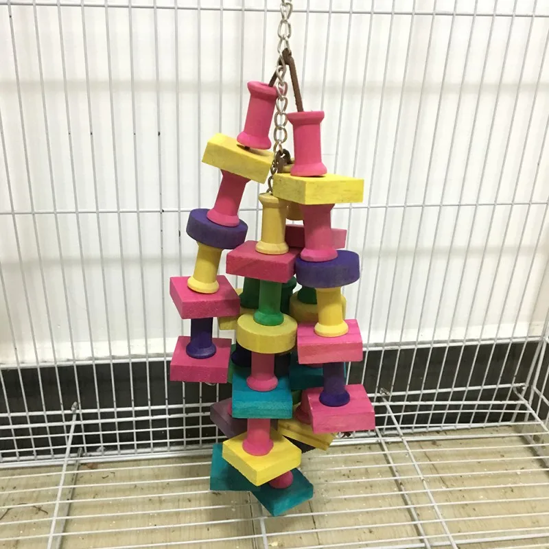 Bird Parrot Toy Large Natural Wooden Bird Chew Bite Resistant Cage Chewing Playing parrot toy,bird toy