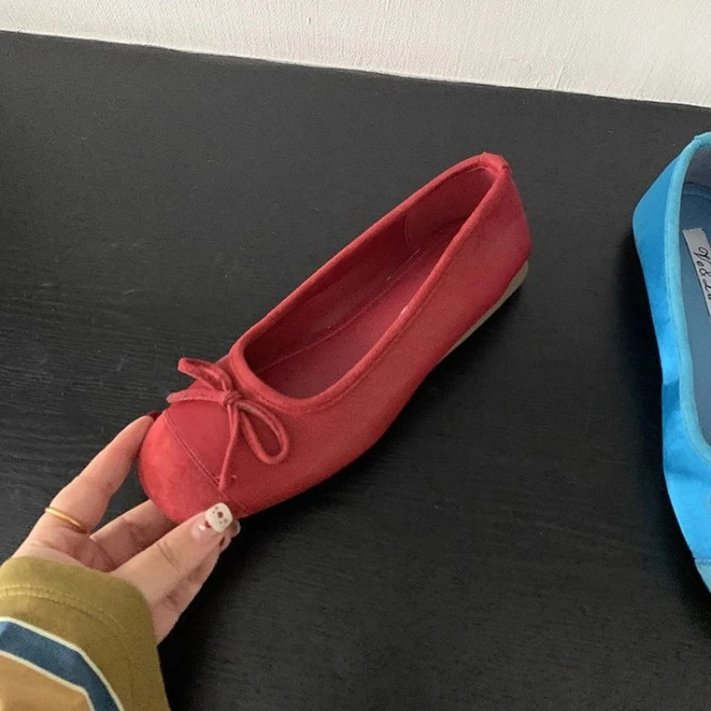 CNMR 2025 Elegant Bow Knot Ballerina Woman Flat Round Toe Comfortable Comfortable Ladies Leather Loafers Single Shoes 2