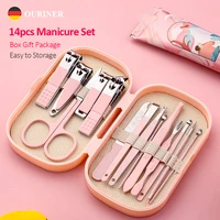 14 Piece Deluxe Manicure & Pedicure Set Pink And Blue Stainless Steel Nail Scissors, Clippers, Ear Digging Spoon for Men & Women 2
