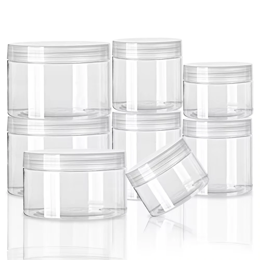 1 pièces 30-250ml pots de stockage pots cosmétiques vides maquillage couvercle transparent en plastique à visser rechargeable maquillage baume conteneur bouteille de voyage