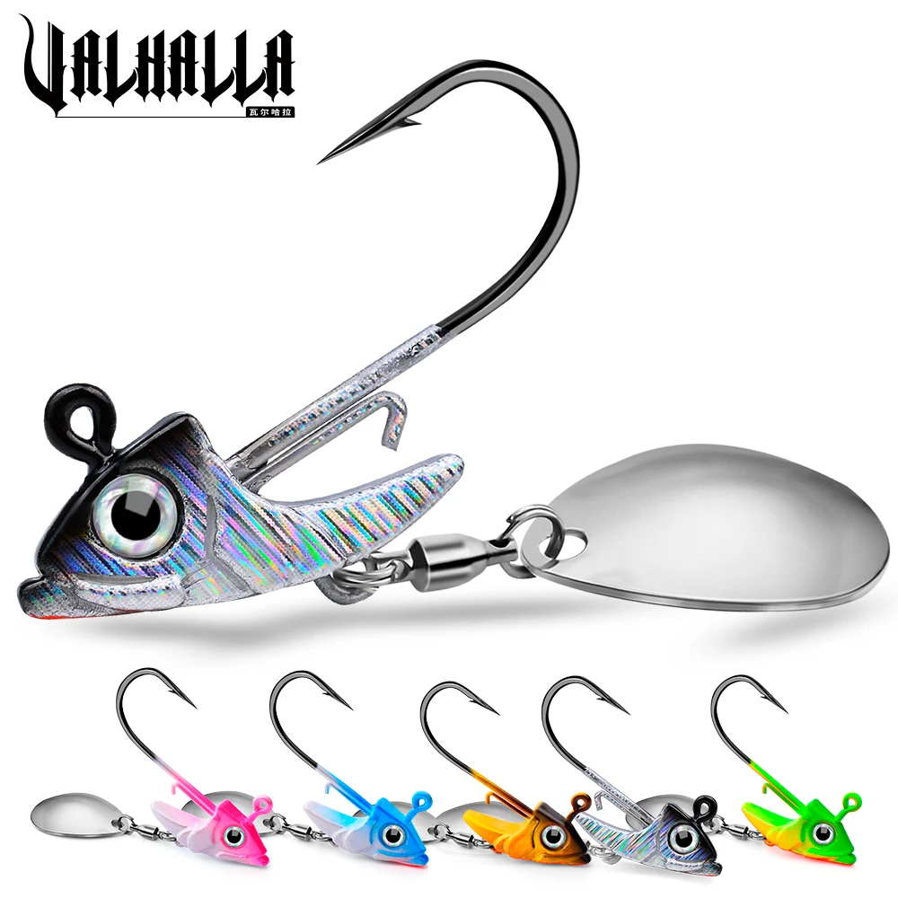 

VALHALLA 100PCS Fishing Head Hooks 7.5g 10.5g 15g 3D Eyes Rolling Swivel Spinner Spoon Sharp Jig Hooks Fishing Accessories