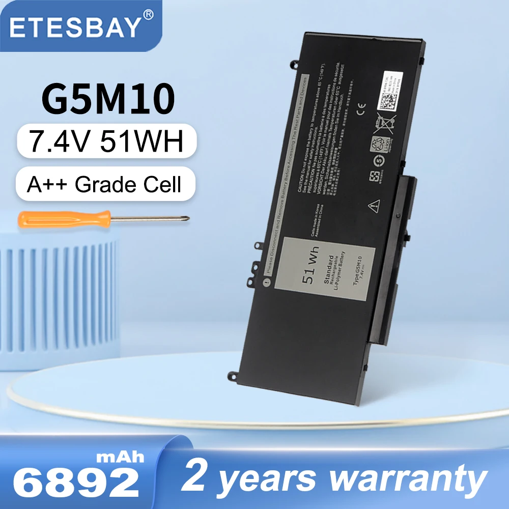 

ETESBAY G5M10/51WH RYXXH/38WH R0TMP/62WH Laptop Battery For Dell Latitude E5250 E5450 E5550 8V5GX R9XM9 WYJC2 1KY05