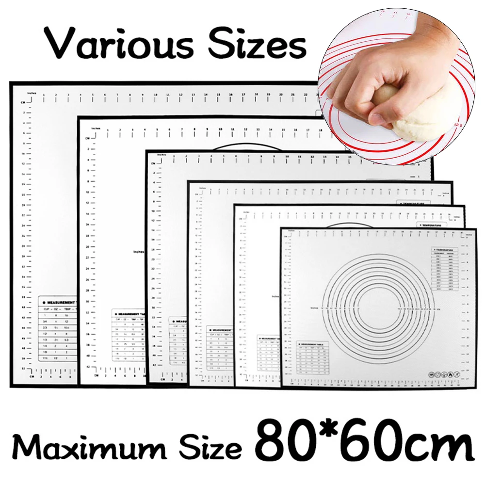 Non-stick Silicone Baking Mat Dough Mat With Measures - 60 X 50 Cm