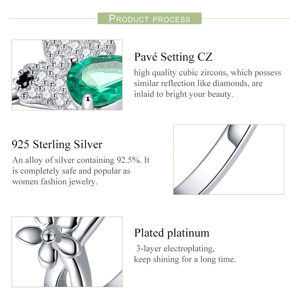 Silver Ring 925 Sterling Adjustable Flower Bee For Women Wedding