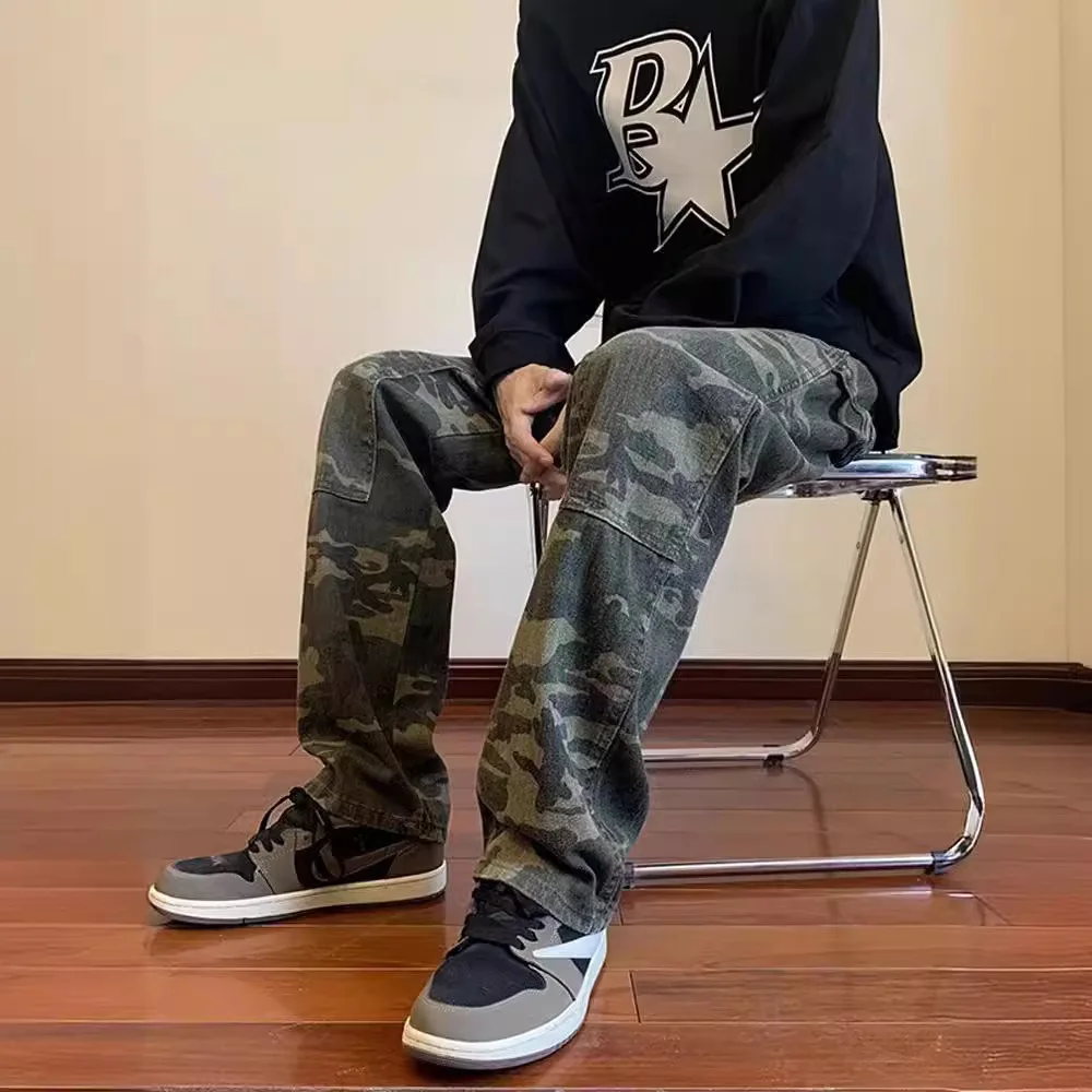 Camouflage Pants Men's Loose Straight Wide Leg Pants