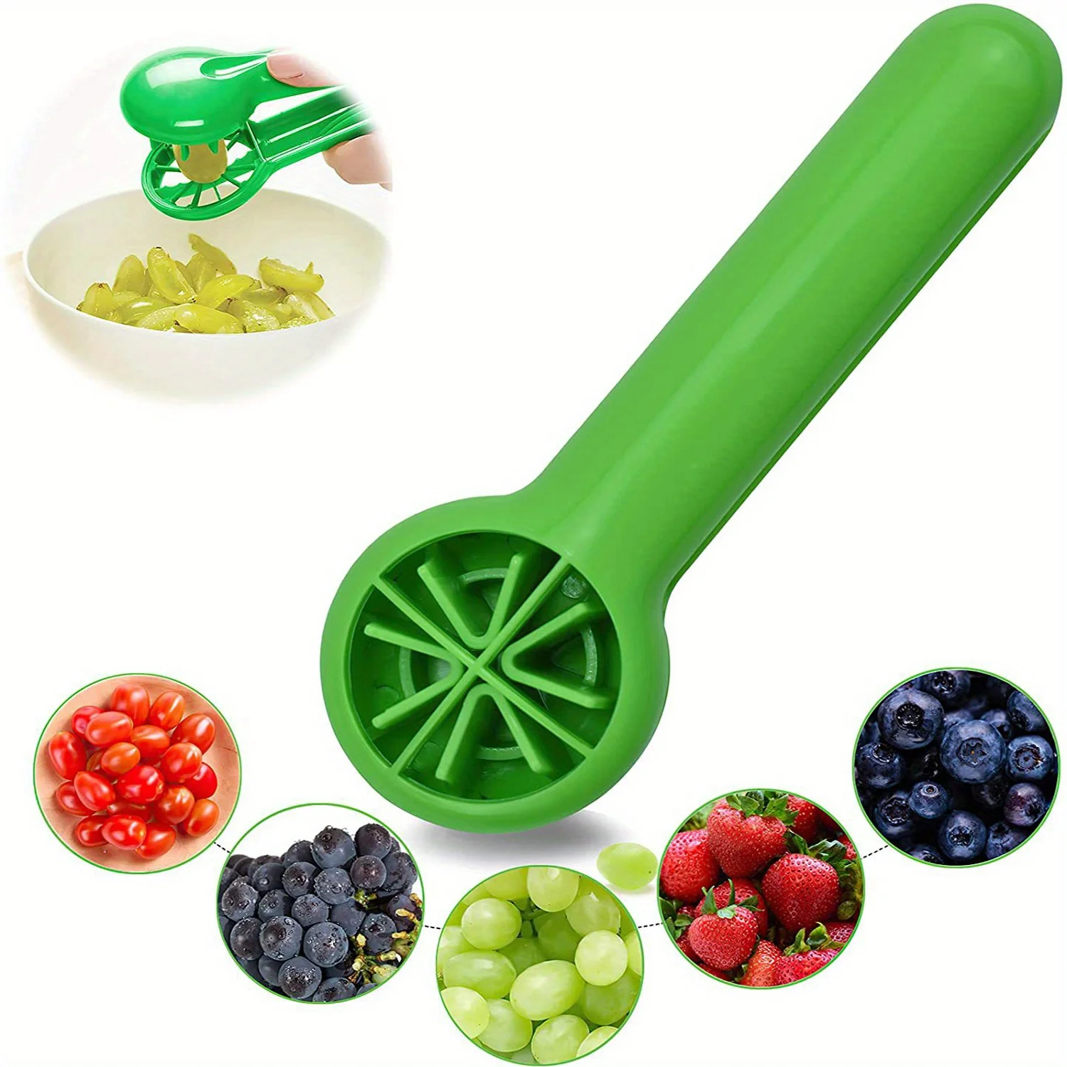 Safe & Easy Manual Fruit Slicer - Multifunctional Berry & Grape Cutter, Kid-Friendly, Kitchen Prep Tool