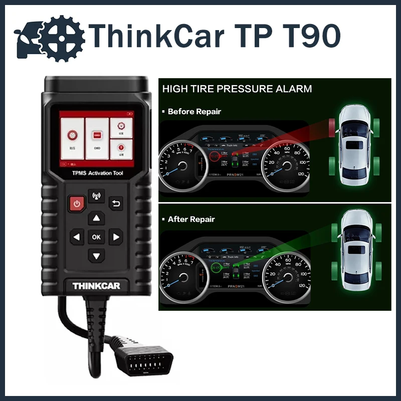 

2023 г., ThinkCar TP T90, инструмент для активации TPMS, программатор OBD2, датчик давления в шинах, инструмент для обслуживания, диагностика автомобиля PK THINKTPMS G2