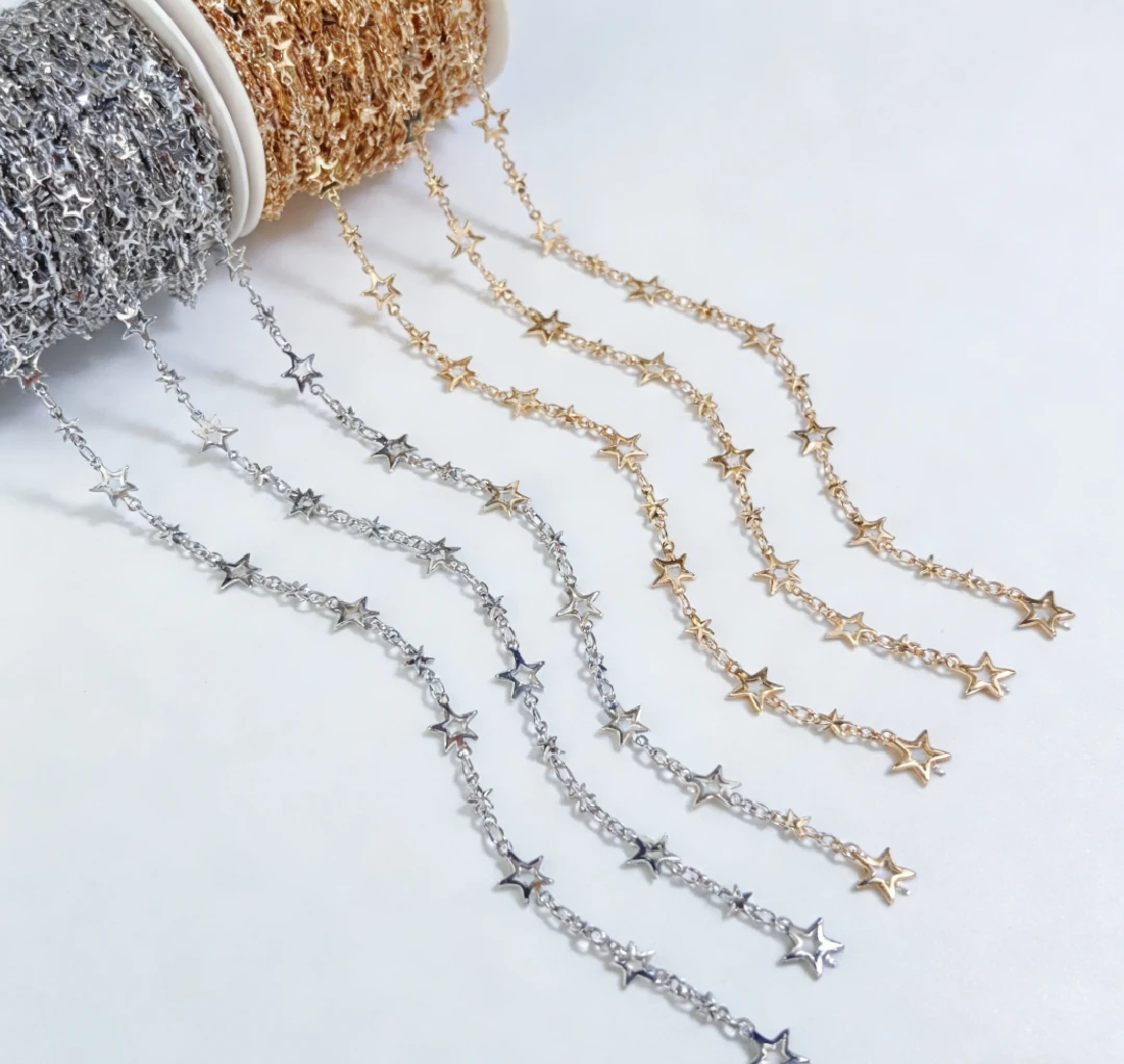 Hollow Star-Shaped Iron Chain for DIY Jewelry Making - Various Lengths
