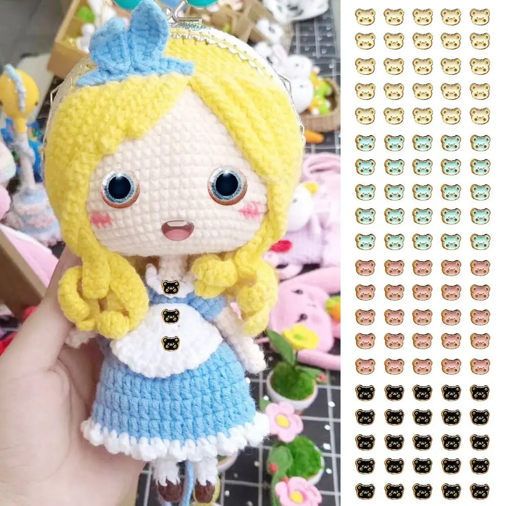 20pcs 6.5mm Bear Head Buttons Metal Mini Doll Coat Buckle Handmade DIY Buckles Accessories DIY Doll Clothes Accessories