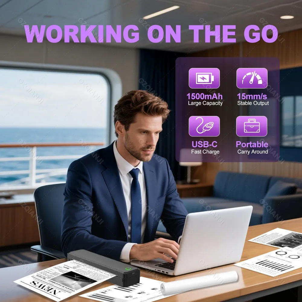 A4 Portable Thermal Printer Tattoo Stencil Transfer Maker for Wireless Office Travel Inkless Printing Supports Phone & PC