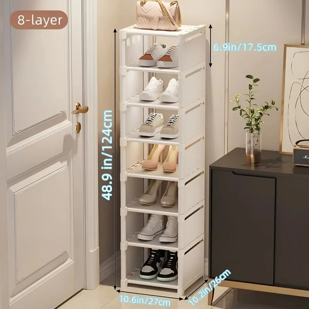 Shoe Rack Metal Frame & Fabric Interlayer Multiple Layers Space-saving Shoe Shelf  Wall Corner Stackable Adjustable Shoe Rack 6