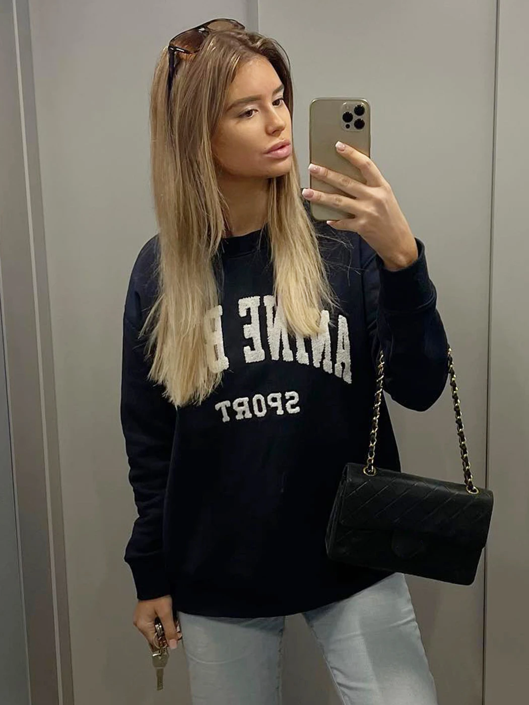 

Letter Embroidered Women Sweatshirts Loose Fashion Pullovers Tops 2023 Spring Autumn Female Vintage Sweatshirt Hoodies Oversized