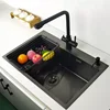 New Luxury Matte Black Kitchen Sink Above Counter or Under Mount Vegetable Washing Basin Sinks Dark Grey Kitchen Accessories 4