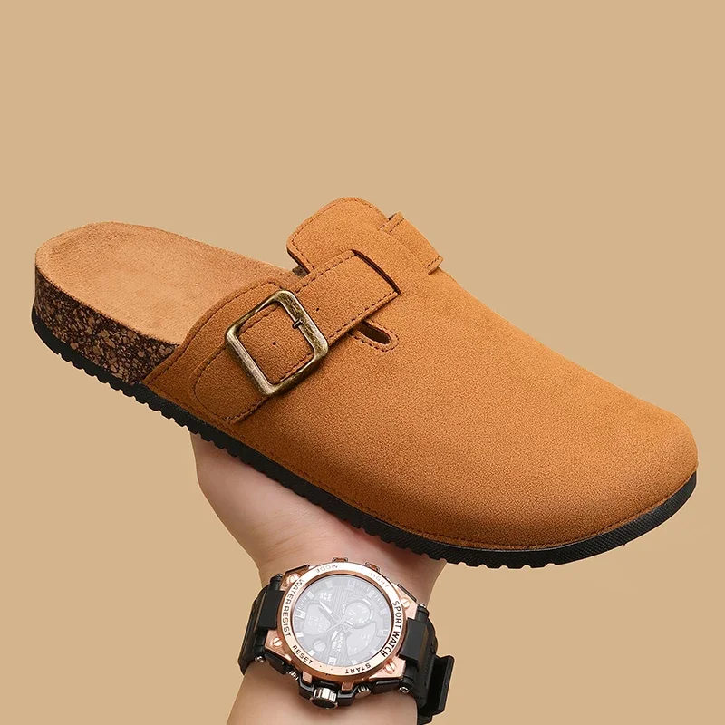 Waterproof Boken Half Dragged Men's Outerwear Spring Autumn New Edition Thick Bottom Boken One Step Cork Leisure Slippers