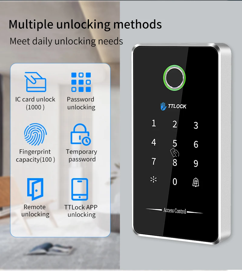 MJ02 TTLOCK APP Bluetooth Outdoor Fingerprint NFC Bluetooth Rfid Passcode Card I