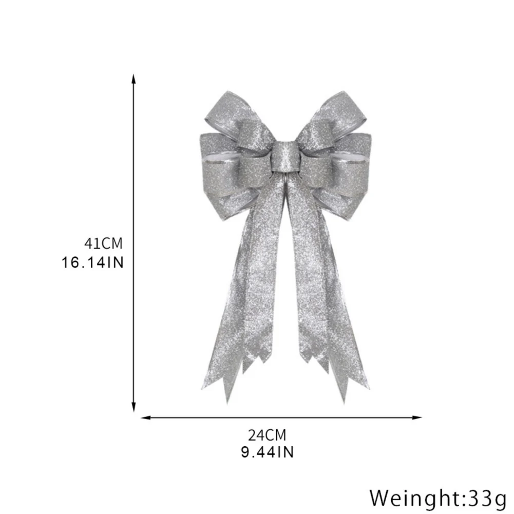 Description Picture 4 of itemNew Christmas Bows Outdoor Decorations Large Christmas Tree Topper Bow with Glitter Gold Edge for Christmas Door Decorations