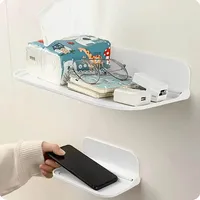 1pc Foldable Wall-mounted Shelf, For Bathroom, Toilet, Kitchen, Bedside, No Drilling Phone Storage, Wifi Router Storage 3