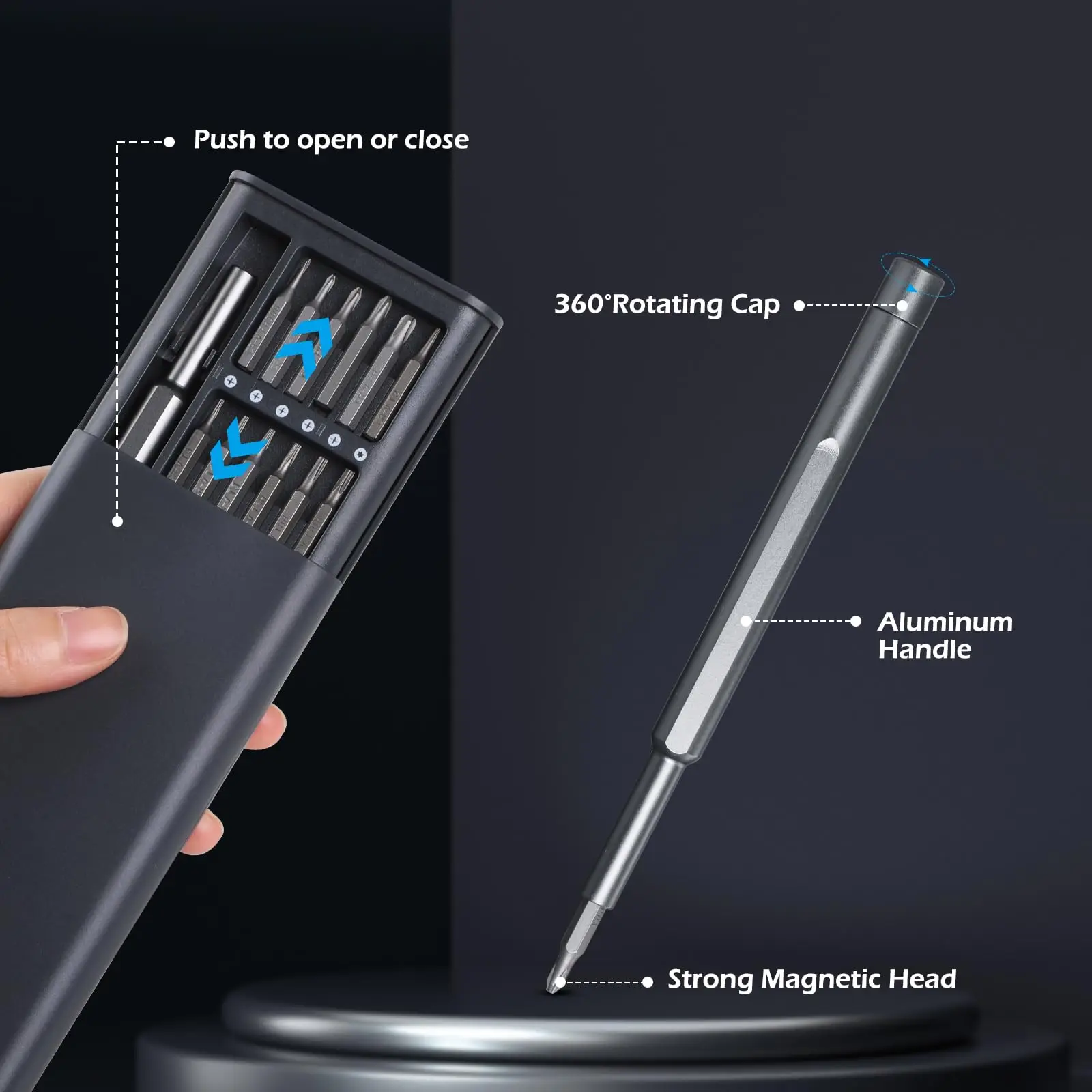 정밀 드라이버 세트 25 in 1 Phillips Torx iPhone PC 시계 카메라 안경 용 육각형 플랫 헤드 마그네틱 스크루 드라이버 헤드