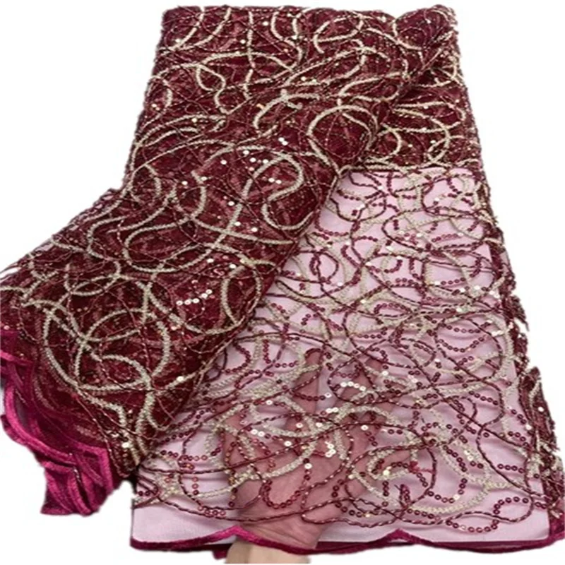 

2022 Sequins Embroidery Groom Nigerian Lace Bridal High Quality French Tulle Lace Fabric For Wedding FYU132