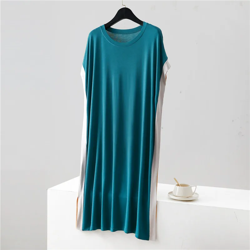 Casual Night Wears For Women New Loose Summer Nightgowns Female Modal Comfortable Nightdress Matching Color Sleepwear Dress - 4