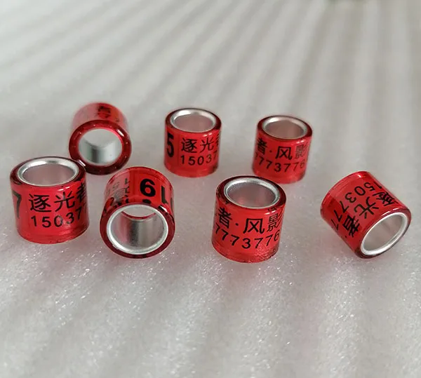 50 יחידות טבעת רגל אורנמנטלית מותאמת אישית למרוץ יונים עמידה במים עם קוטר חיצוני מתכת אלומיניום 8mm H11mm