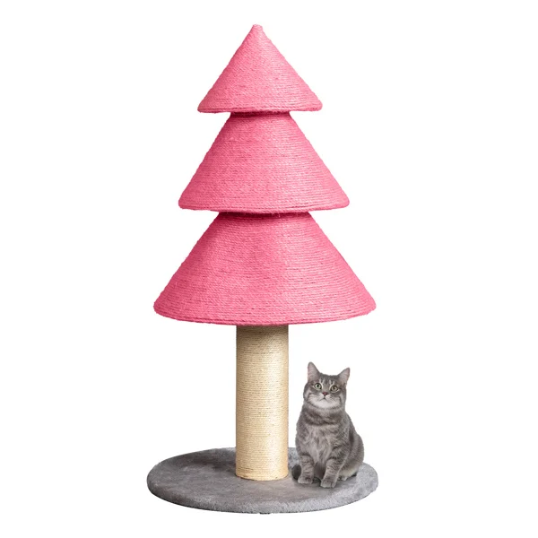 40*40*80CM 圣诞三层猫抓柱底部绒布 粉红色 小号猫爬架 宠物节日用品-15