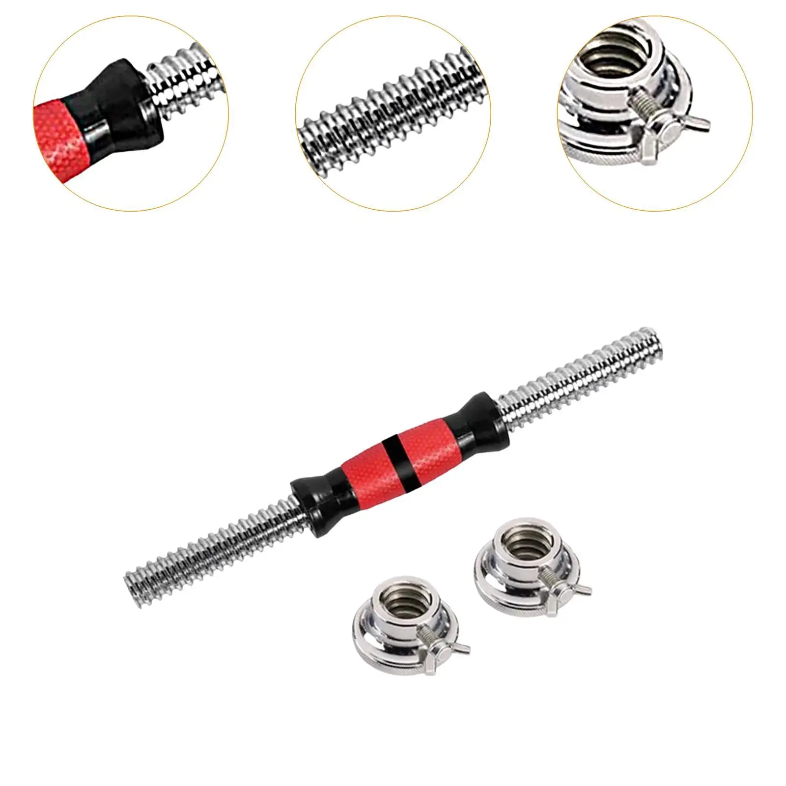 Threaded Dumbbell Handle Adjustable Portable Practical with 2 Collars Dumbbell Bar for Workout Sport Weightlifting Fitness Gym
