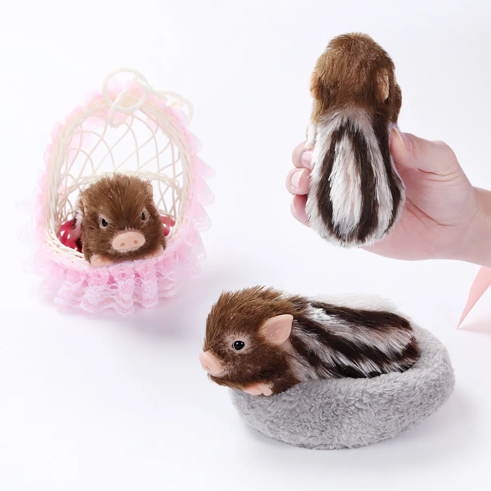 New Striped Pattern Silicone Small Boar Reborn Doll Toy Kids Interactive Educational Decompression Lifelike Cute Piggy Pet Toy