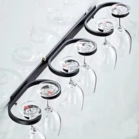 Black Wine Glass Holder S M L Aluminum Alloy Goblet Hanger Home Bar Kitchen Wall Mount Free installation Storage Rack 1