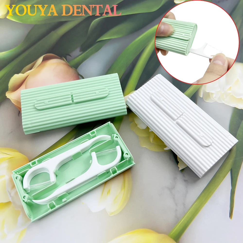 Dental floss dispenser dental cleaning tools Dental floss dispenser containing 10Pcs floss dental storage box auto refillable for one-time cleaning oral pick