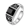 Trendy Men Ring Jewelry Adjustable Finger Accessorie Male Silver Plated Ring Fashion Flower Rectangle Crystal 1