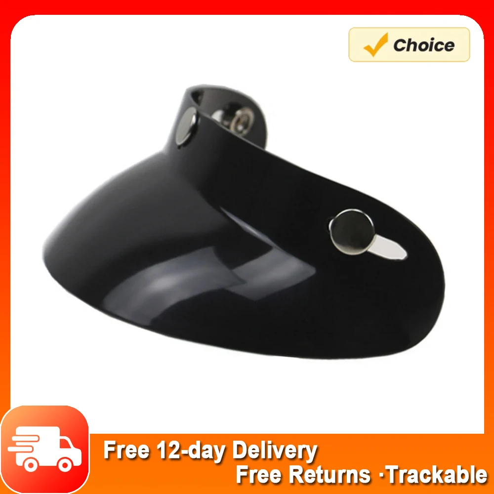 Universal Black 3-Snap Motorcycle Helmet Peak Lens Open Face Sun Shade Visor Shield