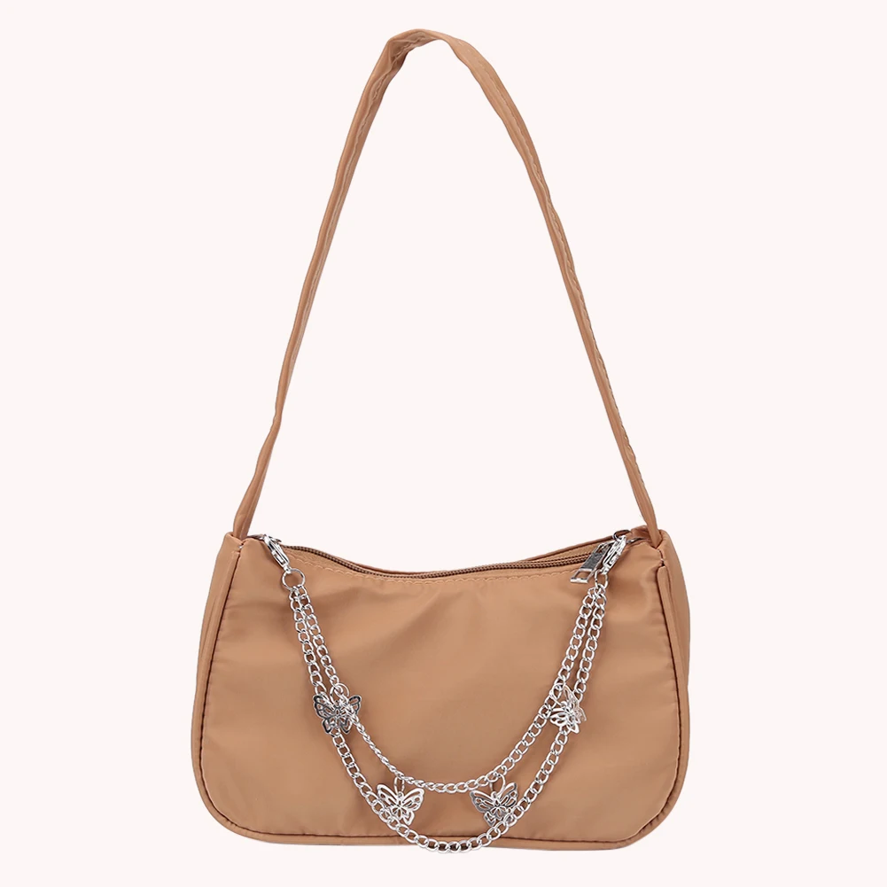 Casual Ladies Solid Color Butterfly Chain Underarm Bag Women Small Hobos Purse