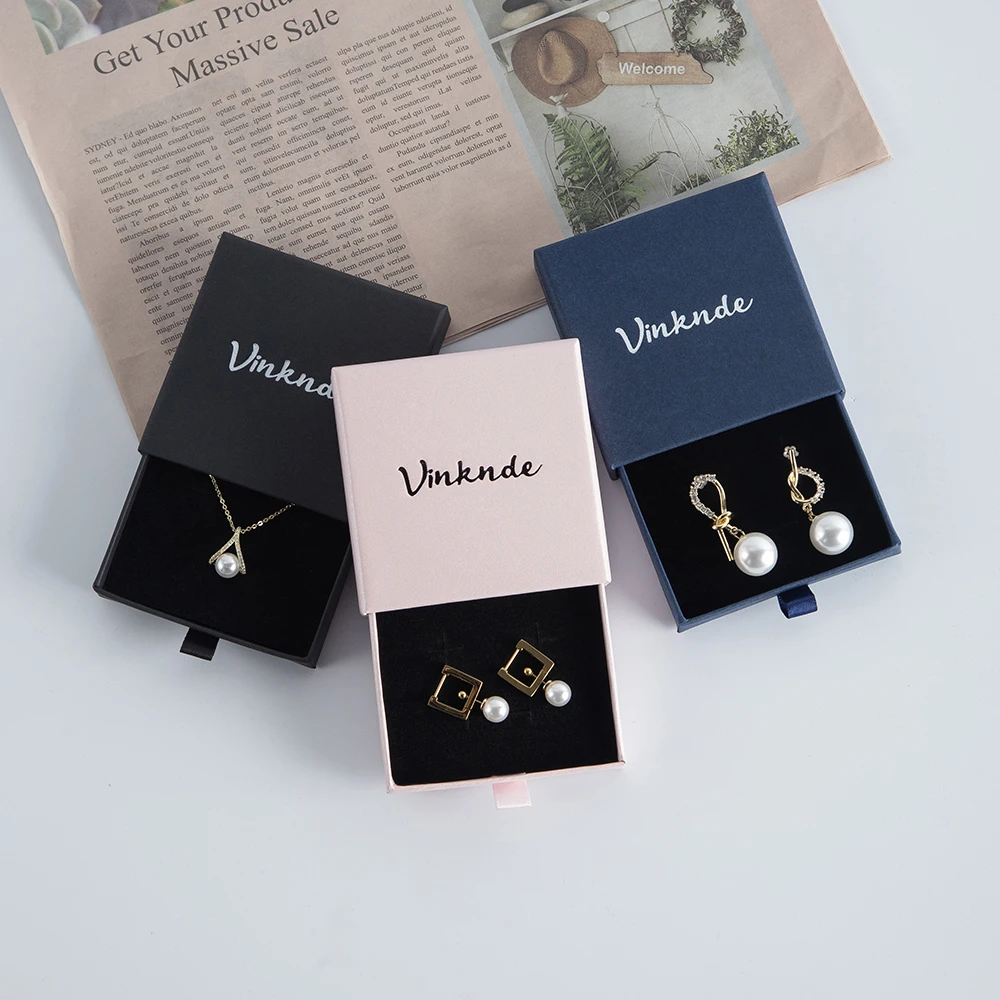 50 Jewelry Organizer Box Custom Logo Cardbord Ring Earring Display Case Easy to Carry Travel Gift Container for Valentine's Day