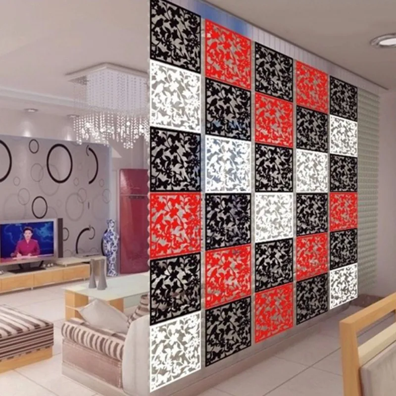 1pc Hanging Room Divider Hollow Flower Screen Partition Divider Bed Room Curtain Decoration Screen Partitions Diy Art Wall Decal