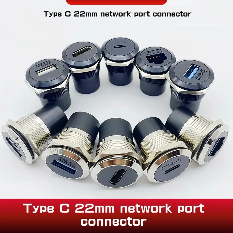 1Pcs Metall Runde Buchse Modul D Typ RJ45 Gerade Durch Netzwerk USB 2,0 USB 3,0 Stecker Panel Montage HDMI CAT6