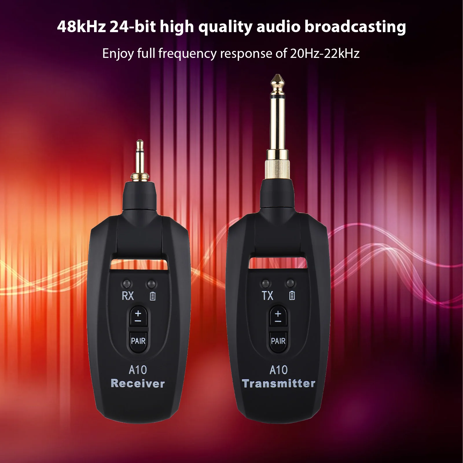 UHF 4 チャンネル ワイヤレス ギター システム トランスミッターとレシーバー 800MHz-900MHz プラグ アンド プレイ 282 度回転 6.35mm オーディオ インターフェイス 電子楽器システム