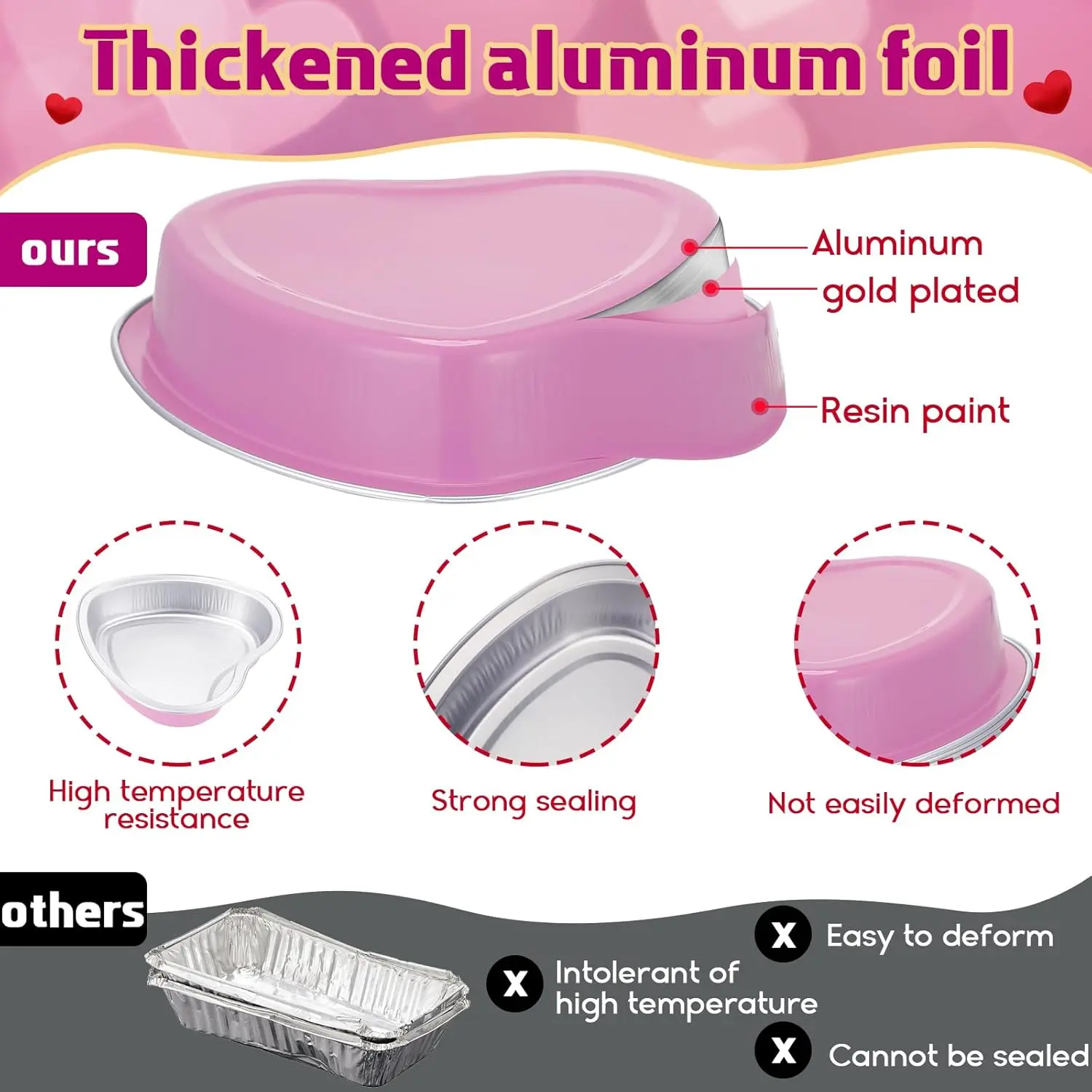 20PCS Heart Shape Disposable Aluminum Foil Cupcake Liners with Lids, Mini Cake Pans, Pe... - SKU DAFB1923 - UGI Packaging