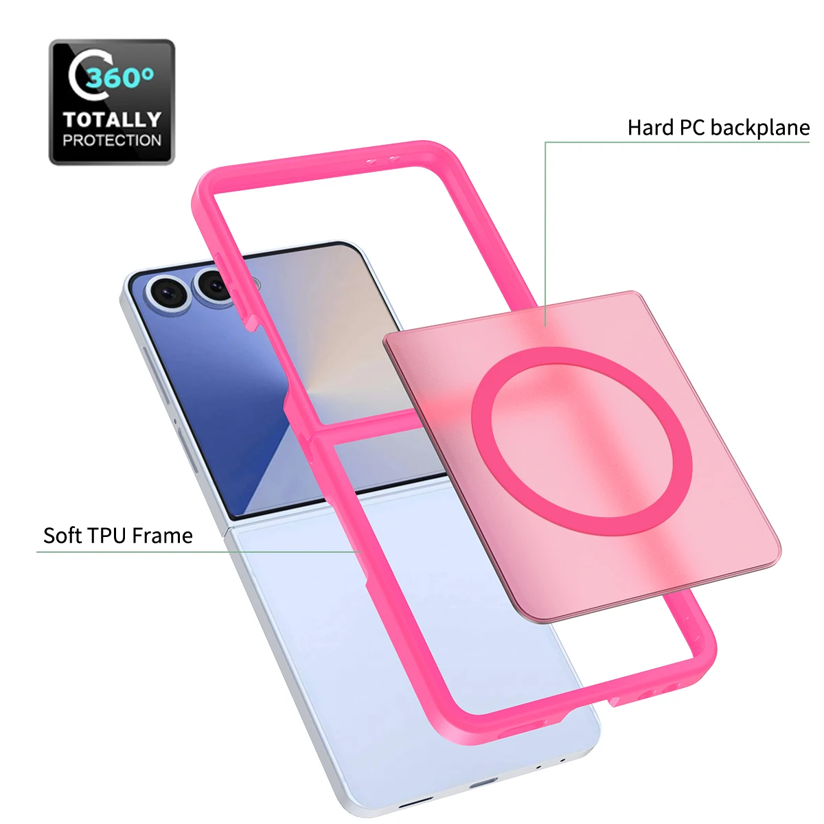 Translucent Candy Color Magnetic Charging Cover - Comfortable Touch Magsafe Case for Foldable Phones