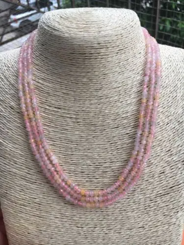 

Ожерелье из натуральных цветных камней морганита, 3 ряда, 2x4 мм, 18-20 дюймов