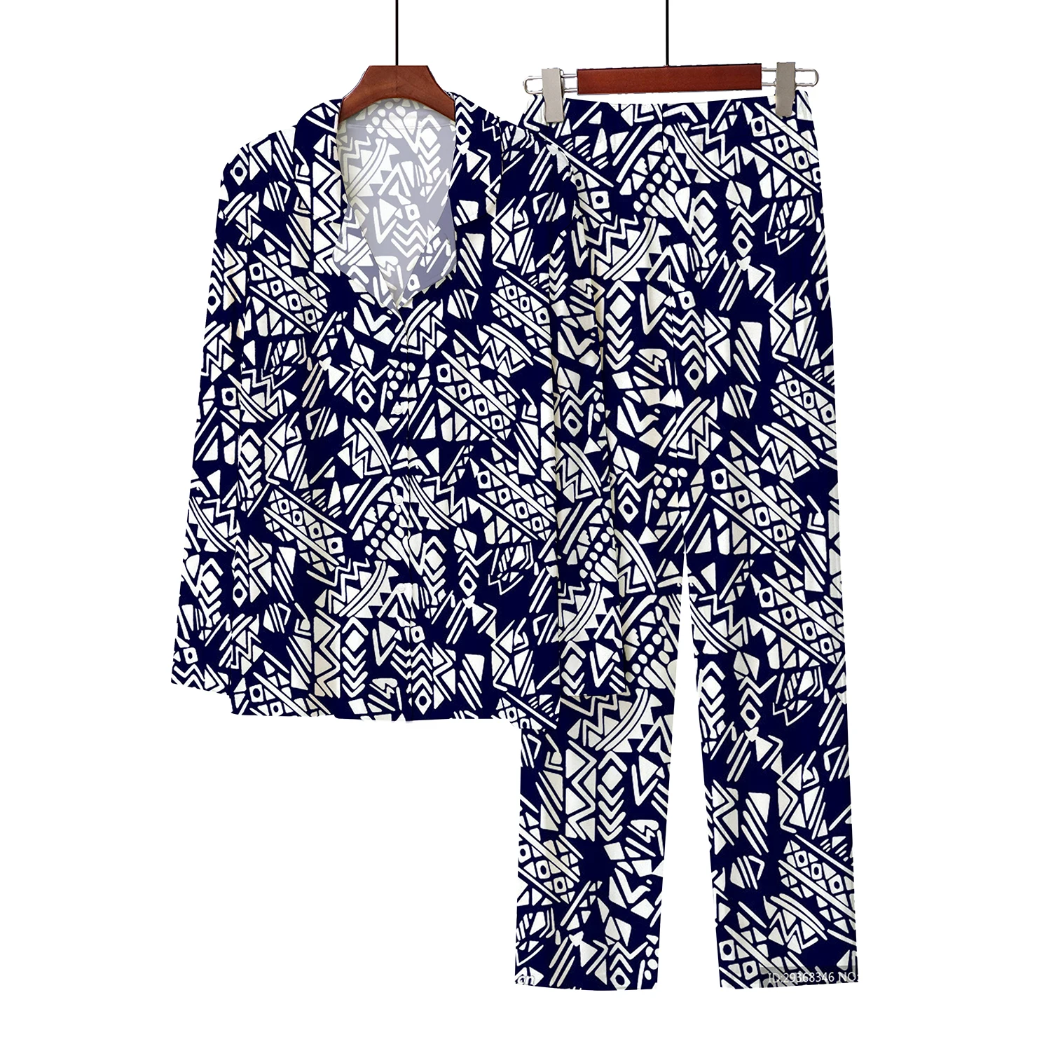 Spring Autumn 2023 New 3D Digital Printing Fashion Letter Button Cardigan Imitation Cotton Sleepwear Nightwear Home Casual Set