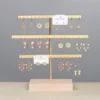 Support organisateur de bijoux à 52 trous, Base en bois, avec support pour boucles d'oreilles en métal, idéal pour la décoration de la maison et les accessoires de mariage