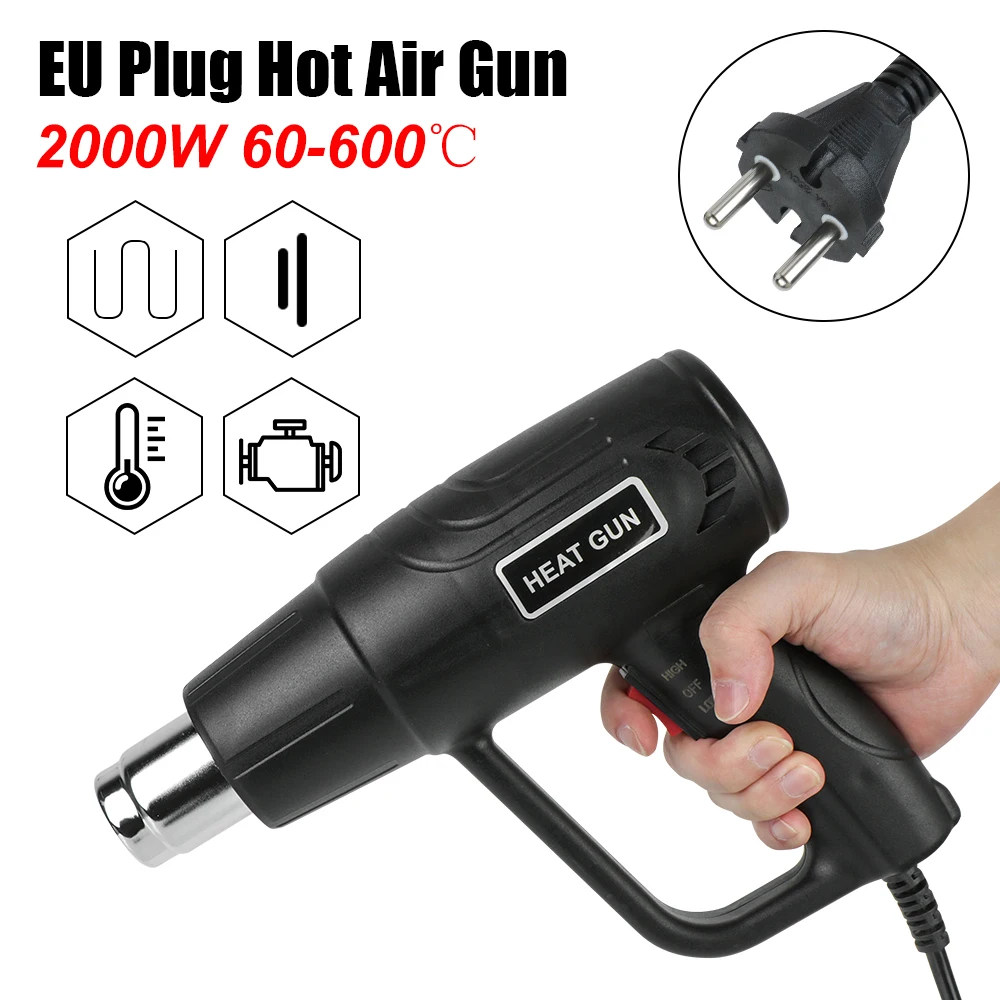 

Variable Temperature Hair Dryer Power Tool Heat Gun 2000W 50HZ NO LCD Electric Hot Air Gun Soldering Wrap Blower Heater 60-600℃